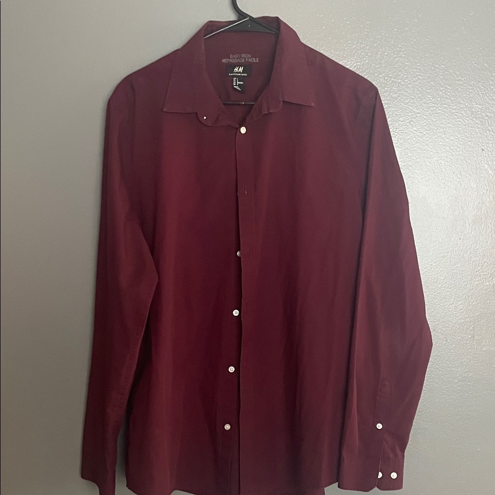 H&M Men's Deep Red Dress Shirt